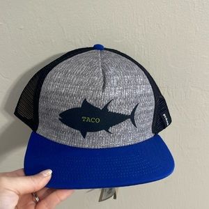 PrAna Fish Taco Trucker Hat SnapBack Ballcap OS Blue Black Flat Bill Outdoors